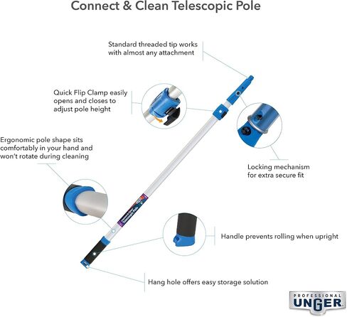 Unger Professional Connect & Clean 7 - 20 قدم تمديد تلسكوبي متعدد الأغراض، تنظيف النوافذ، الغبار in Kuwait