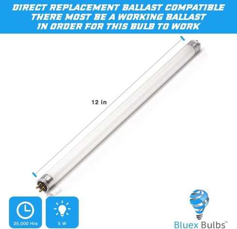 4 عبوات T5 12 بوصة LED F8T5CW LED بديل F8T5 LED 5 وات 530 لومن أبيض رائع 4100k F8 T5 حزمة من 4 مصابيح in Saudi Arabia