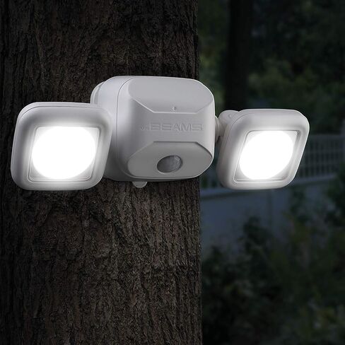 Beams MB3000 عالي الأداء 500 لومن يعمل بالبطارية اللاسلكية مستشعر الحركة LED مصباح كشاف أمان مزدوج الرأس، أبيض، عبوة واحدة in Saudi Arabia