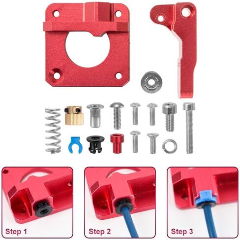 محرك تغذية الطارد الرسمي كرياليتي 3 دي MK-8 من الالومنيوم المطور 1.75 ملم اندر 3 برو، اندر 5/5 بلس/برو، سلسلة CR-10، CR-10S، CR 20/20 برو (احمر) in Kuwait