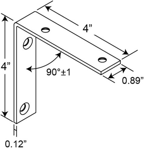 Prime-Line MP11346-2 دعامة زاوية، 4 بوصة، هيكل فولاذي، مطلي بالزنك، زاوية على شكل حرف L (عبوتان) in Kuwait