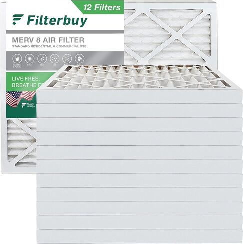 مرشح هواء Filterbuy 16x20x2 MERV 8 Dust Defense (12 حزمة)، استبدال مرشحات هواء فرن HVAC AC المطوية (الحجم الفعلي: 15.50 × 19.50 × 1.75 بوصة) in Kuwait