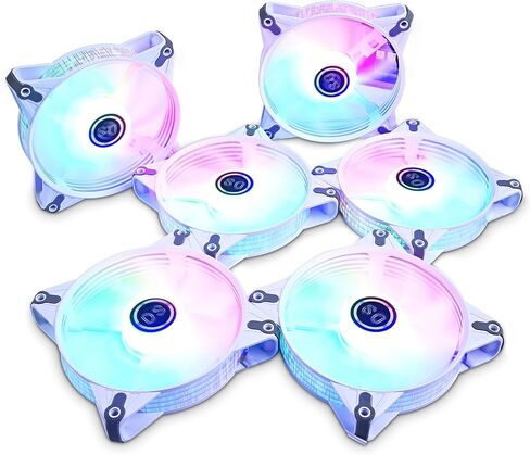 DS White Rainbow RGB LED 120mm Case Fan for PC Cases, CPU Coolers, Radiators System (6 Pack RGB Fans kit, E Series) in Kuwait