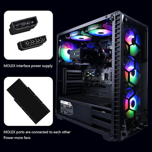 DS White Rainbow RGB LED 120mm Case Fan for PC Cases, CPU Coolers, Radiators System (6 Pack RGB Fans kit, E Series) in Kuwait