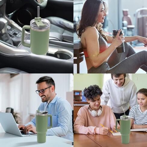 MLKSI Replacement Glass Straws for Stanley Cup Accessories, 6 Pack Reusable Straws with Cleaning Brush Compatible with Stanley 40oz Stanley Cup Stanley Water Jug in Kuwait