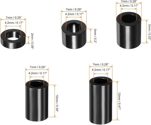 مجموعة غسالات فاصل مستديرة من باتيكل، 100 حزمة من النايلون بطول 2،5،8،10،12 مم لبراغي M4، مخرج كهربائي للطابعة ثلاثية الأبعاد للتركيب على الحائط، أسود in Kuwait