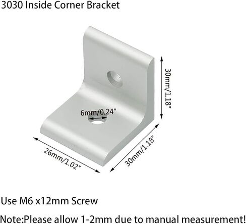 2020 Inside Corner Bracket for 2020 Aluminum Extrusion Profile with Slot - (10 Pcs) in Kuwait