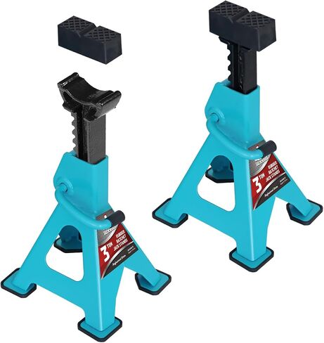 Jack Boss Jack Stands, 3 Ton (6600 LBs) Adjustable Ratchet Car Lifting Jack Stand with Dual Secure Pins, Insulated Rubber Saddle & Foot Pads for Electric Vehicles, Automotive Mortorcycles, 2 Pack in Kuwait