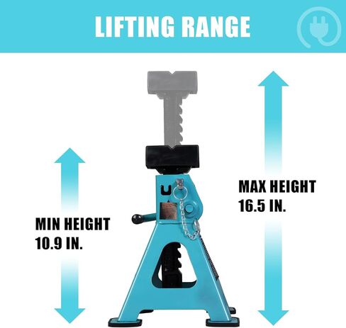 Jack Boss Jack Stands, 3 Ton (6600 LBs) Adjustable Ratchet Car Lifting Jack Stand with Dual Secure Pins, Insulated Rubber Saddle & Foot Pads for Electric Vehicles, Automotive Mortorcycles, 2 Pack in Kuwait