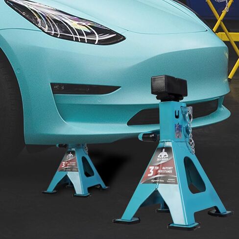 Jack Boss Jack Stands, 3 Ton (6600 LBs) Adjustable Ratchet Car Lifting Jack Stand with Dual Secure Pins, Insulated Rubber Saddle & Foot Pads for Electric Vehicles, Automotive Mortorcycles, 2 Pack in Kuwait