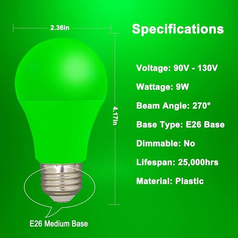 LED Red Color Light Bulb - A19 E26 Base Red Bulbs, 9W (60W Equivalent) Red Light Bulbs, Red LED Bulb Suitable for Outdoor, Indoor, Bedroom, Party Decoration, Porch, Christmas, 4 Pack in Kuwait