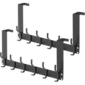 خطاف Qunland فوق الباب قابل للطي بدون تجميع، رف منظم المناشف للحمام، رف باب للخدمة الشاقة مع شماعة لتعليق المعطف، Colthes، منشفة دش، محفظة، مفتاح، معدن - عبوتان، فضي in Kuwait