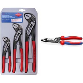 KNIPEX Alligator Pliers Set (7, 10, & 12) (002007US1) + KNIPEX Cobra Combination Cutter and Needle Nose Pliers 4-Piece Set