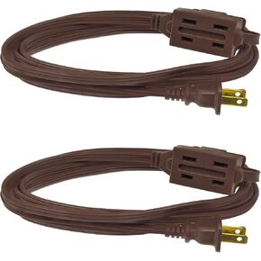 Clear Power 2-Pack 6 ft 3 Outlet Indoor Extension Cord, 16/2 SPT-2, Brown, 2 Prong Polarized Plug, Safety Plug Cap Included, for Homes, Kitchens and Offices, DCIC-00352P-DC