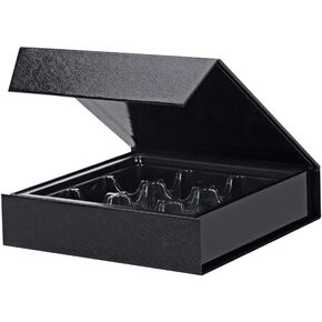 BAKIPACK 6 Truffle Boxes, Chocolates Boxes, Black Truffle Gift Boxes Packaging with 9-Piece Plastics Tray, Magnetic Closure Lid 5.7x5.7x1.3 Inches in Saudi Arabia