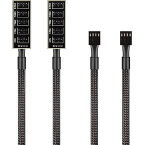 PANO-MOUNTS PWM Fan Hub Cable 2-Pack 4Pin Computer CPU Case Fan Splitter 5 Port 1 to 5 Fans for 3Pin Computer PC Case Fan 4Pin PWM Fan ITX Mining Rig Frame Case