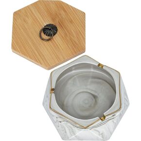 ashtrays for Cigarettes, Pink Marble Ceramic ash Tray with lid,Outdoor Ashtray,Desktop Smoking Ash Tray for Home Office Decoration -Pink Gray (6 dark grey)