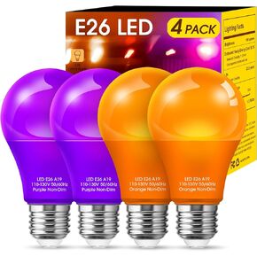 Red Light Bulbs Green Light Bulbs [4 Pack] - A19 LED Red and Green Bulbs 9W (60W Equivalent) - E26 Base Red Light Bulb Outdoor, Colored Light Bulbs for Christmas Party Porch Decor (2 Red+2 Green)
