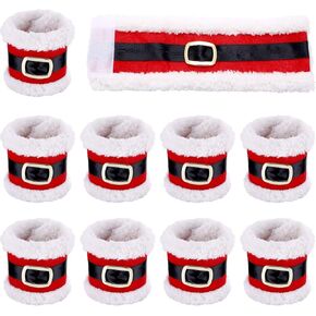 Leinuosen 10 Pieces Christmas Napkin Rings Holders Napkin Band with Santa Belt Design for Party Dinner Table Decoration in Kuwait