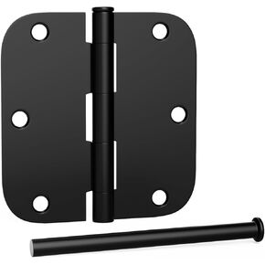 goldenwarm 3 Pack Black Door Hinges 3.5inch Security Door Hinges, Interior/Exterior Door Hinges Matte Black 3-1/2" Hinges 5/8" Radius Corner Hinges for Doors Reversible Full Mortise Combination