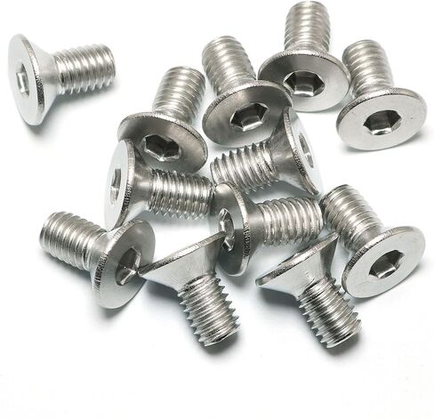 PZRT 12pcs Hexagon Hex Socket Countersunk Screw Stainless Steel A2-70 Flat Head Screw Allen Bolts M5x10, Silver Tone in Kuwait