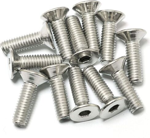 PZRT 12pcs Hexagon Hex Socket Countersunk Screw Stainless Steel A2-70 Flat Head Screw Allen Bolts M5x10, Silver Tone in Kuwait
