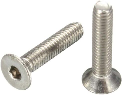 PZRT 12pcs Hexagon Hex Socket Countersunk Screw Stainless Steel A2-70 Flat Head Screw Allen Bolts M5x10, Silver Tone in Kuwait