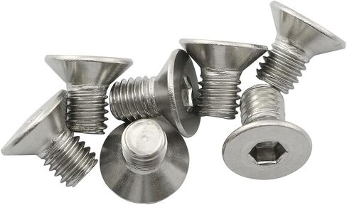PZRT 12pcs Hexagon Hex Socket Countersunk Screw Stainless Steel A2-70 Flat Head Screw Allen Bolts M5x10, Silver Tone in Kuwait