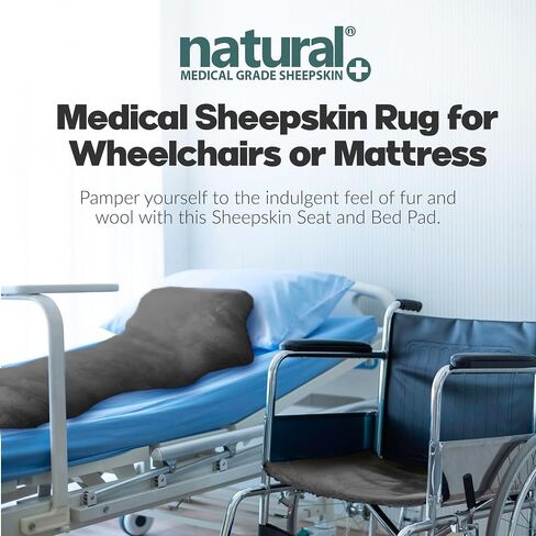 Natural Sheepskin for Bed Sores and Skin Irritation | 100% Real Medical Sheepskins with Non-Slip Back for Pain Relief and Discomfort, Wool Seat Pad, Charcoal Grey, 17 in. x 17 in. in Saudi Arabia