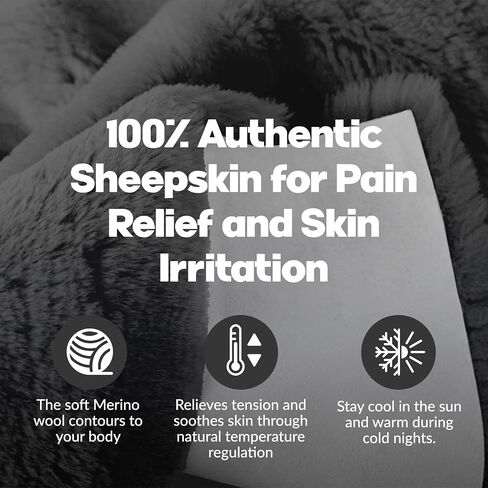 Natural Sheepskin for Bed Sores and Skin Irritation | 100% Real Medical Sheepskins with Non-Slip Back for Pain Relief and Discomfort, Wool Seat Pad, Charcoal Grey, 17 in. x 17 in. in Saudi Arabia