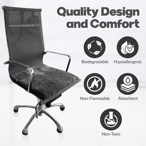 Natural Sheepskin for Bed Sores and Skin Irritation | 100% Real Medical Sheepskins with Non-Slip Back for Pain Relief and Discomfort, Wool Seat Pad, Charcoal Grey, 17 in. x 17 in. in Saudi Arabia