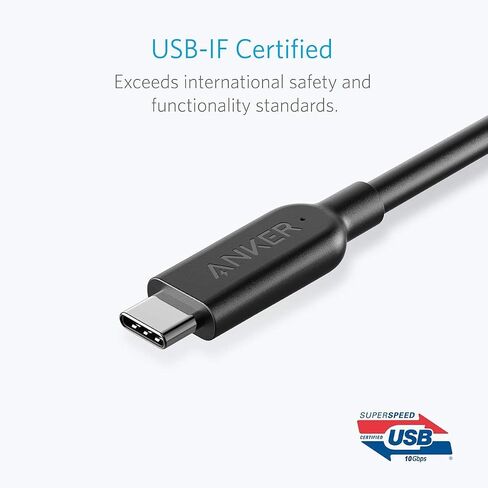 Anker USB-C to USB-C 3.1 Gen 2 Cable (3ft) with Power Delivery, for iPhone 15Pro/15ProMax/15/15Plus Apple MacBook, Huawei Matebook, iPad Pro 2020, Chromebook and More Type-C Devices/Laptops in Saudi Arabia