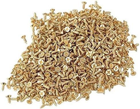برغي منزلي صغير، برغي خشبي برأس مسطح من لينوود فيليبس [برغي DIY] لتزيين المطبخ/المكتب، ملحقات تزيين الصناديق/الصور، ＃3 براغي، 200 قطعة (2 × 5 مم/0.07 × 0.19 بوصة، ذهبي) in Saudi Arabia