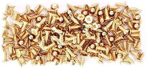 برغي منزلي صغير، برغي خشبي برأس مسطح من لينوود فيليبس [برغي DIY] لتزيين المطبخ/المكتب، ملحقات تزيين الصناديق/الصور، ＃3 براغي، 200 قطعة (2 × 5 مم/0.07 × 0.19 بوصة، ذهبي) in Saudi Arabia