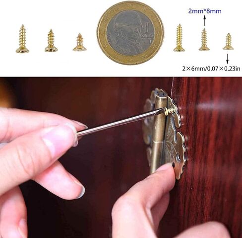 برغي منزلي صغير، برغي خشبي برأس مسطح من لينوود فيليبس [برغي DIY] لتزيين المطبخ/المكتب، ملحقات تزيين الصناديق/الصور، ＃3 براغي، 200 قطعة (2 × 5 مم/0.07 × 0.19 بوصة، ذهبي) in Saudi Arabia