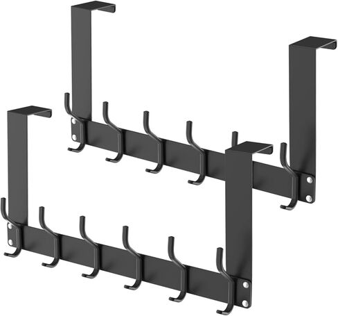 خطاف Qunland فوق الباب قابل للطي بدون تجميع، رف منظم المناشف للحمام، رف باب للخدمة الشاقة مع شماعة لتعليق المعطف، Colthes، منشفة دش، محفظة، مفتاح، معدن - عبوتان، فضي in Kuwait