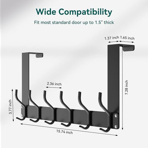 خطاف Qunland فوق الباب قابل للطي بدون تجميع، رف منظم المناشف للحمام، رف باب للخدمة الشاقة مع شماعة لتعليق المعطف، Colthes، منشفة دش، محفظة، مفتاح، معدن - عبوتان، فضي in Kuwait