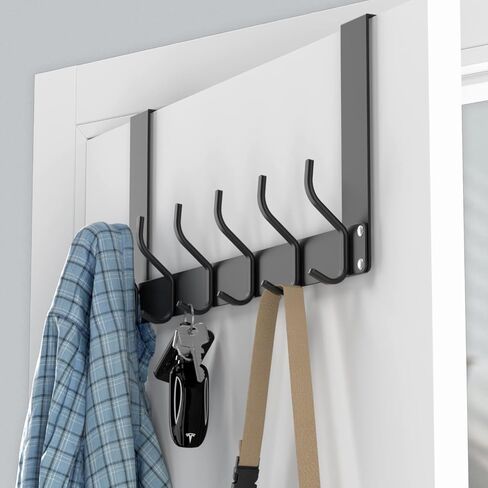 خطاف Qunland فوق الباب قابل للطي بدون تجميع، رف منظم المناشف للحمام، رف باب للخدمة الشاقة مع شماعة لتعليق المعطف، Colthes، منشفة دش، محفظة، مفتاح، معدن - عبوتان، فضي in Kuwait