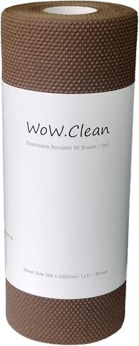 WoW.Clean Disposable Scrubber 60 Sheets, Daily Disposable Scrubber, Dish Towel, Multipurpose for dishwashing, House Cleaning and Camping (Brown) in Kuwait
