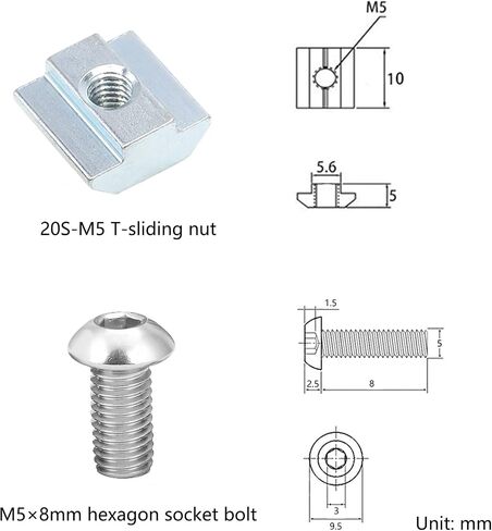 10 مجموعات من الأقواس السوداء على شكل T، بما في ذلك 40 قطعة M5 T-Slot Slot، 40 قطعة M5x8mm غطاء برغي سداسي الشكل، لفتحة 6 مم 2020 سلسلة من الألومنيوم in Kuwait