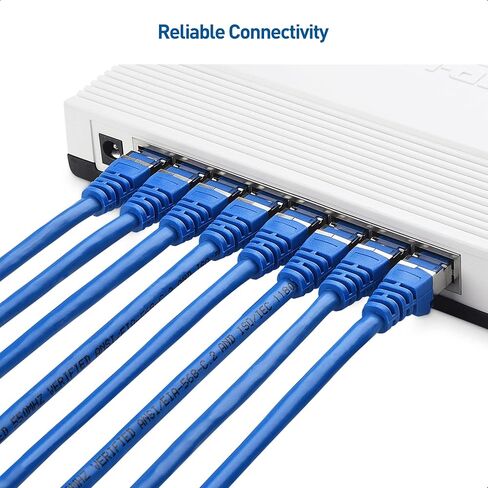 Cable Matters 10Gbps Snagless Shielded Cat 6A Ethernet Cable, 50ft, Black | S/FTP Shielded, 26 AWG Bare Copper, 550MHz Bandwidth, Gold-Plated RJ45, Cat 6A Cable, Ethernet Cord in Kuwait