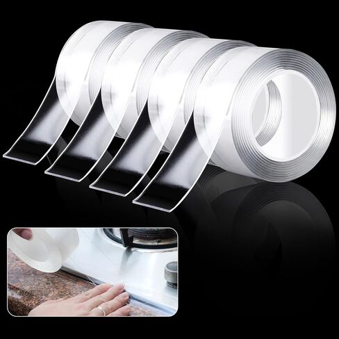 4 حزم من أشرطة السد الشفافة مقاس 2 بوصة × 9.8 قدم مقاومة للماء ذاتية اللصق شفافة لحوض الاستحمام وأشرطة شريط السد العملية للمطبخ والحمام وأرضية الجدار وحافة كونترتوب in Kuwait