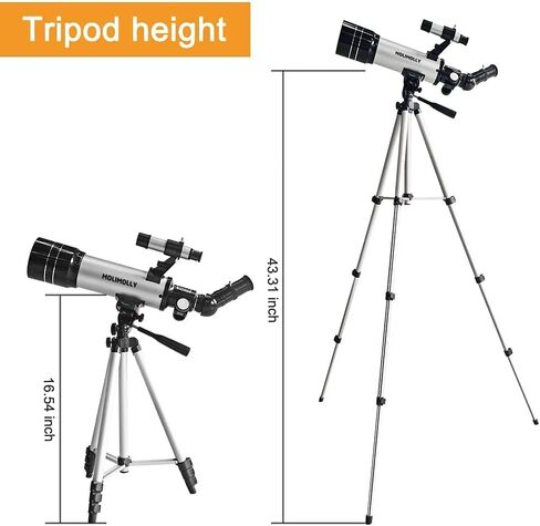 MOLIMOLLY Telescope for Kids Beginners Adults, 70mm Aperture 400mm AZ Mount Portable Astronomical Refractor Telescope,Adjustable Height Tripod Travel Telescope with Backpack,Smartphone Adapter in Kuwait