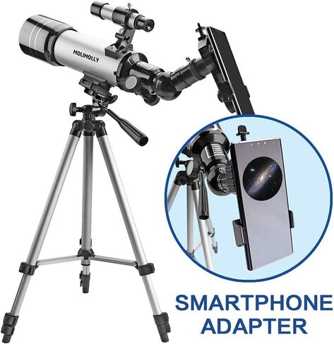 MOLIMOLLY Telescope for Kids Beginners Adults, 70mm Aperture 400mm AZ Mount Portable Astronomical Refractor Telescope,Adjustable Height Tripod Travel Telescope with Backpack,Smartphone Adapter in Kuwait