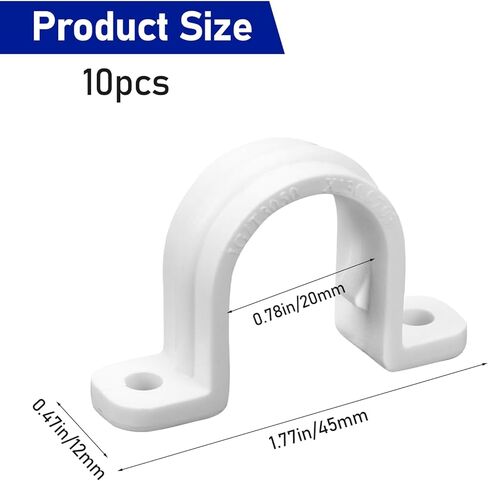 10 قطع مشبك حزام أنبوب على شكل حرف U، مشبك حزام أنبوب القناة، 2 حزام قناة فتحتين لمشبك أنابيب PVC، مشبك أشرطة أنابيب PVC 0.78 بوصة، لأنابيب PVC، والكابلات، والقناة (بدون براغي) in Kuwait