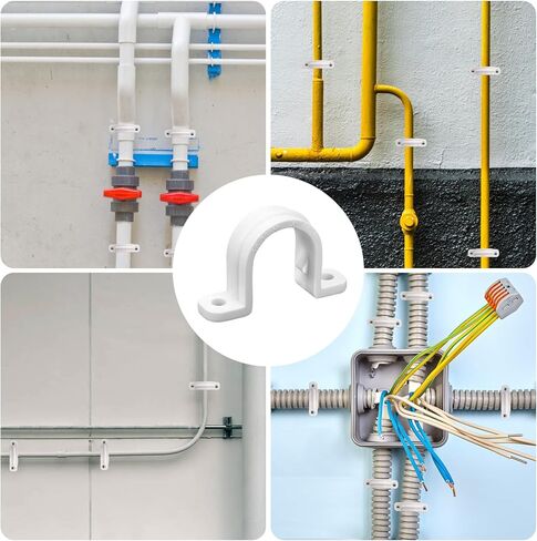 10 قطع مشبك حزام أنبوب على شكل حرف U، مشبك حزام أنبوب القناة، 2 حزام قناة فتحتين لمشبك أنابيب PVC، مشبك أشرطة أنابيب PVC 0.78 بوصة، لأنابيب PVC، والكابلات، والقناة (بدون براغي) in Kuwait