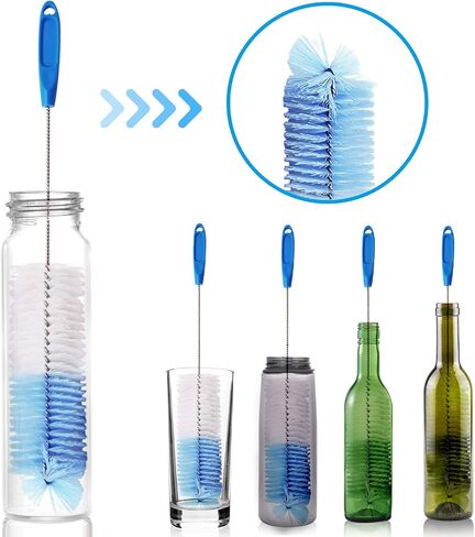 4 PCS Kitchen Cleaning Bottle Brushes Set, Multipurpose Bottle Cleaner Brush with Durablel Flexible Handles, Bottle Brushes for Cleaning Pipe, Straw, Decanter, Spouts, Tube and More in Kuwait
