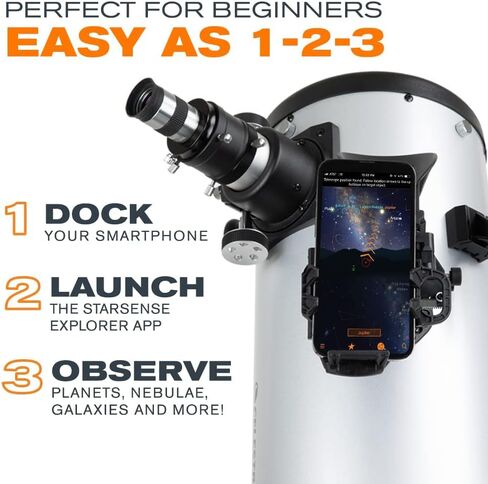 Celestron – StarSense Explorer 8-inch Dobsonian Smartphone App-Enabled Telescope – Works with StarSense App to Help You Find Nebulae, Planets & More – 8" DOB Telescope – iPhone/Android Compatible in Saudi Arabia