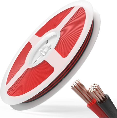 سلك كابل تمديد بطول 65.6 قدم JACKYLED 20M 22AWG سلك سلك لشرائط LED أحادية اللون 22/2 تمديد الجهد المنخفض، أسود وأحمر in Kuwait