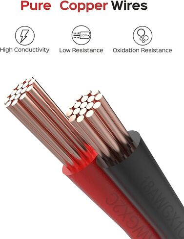 سلك كابل تمديد بطول 65.6 قدم JACKYLED 20M 22AWG سلك سلك لشرائط LED أحادية اللون 22/2 تمديد الجهد المنخفض، أسود وأحمر in Kuwait